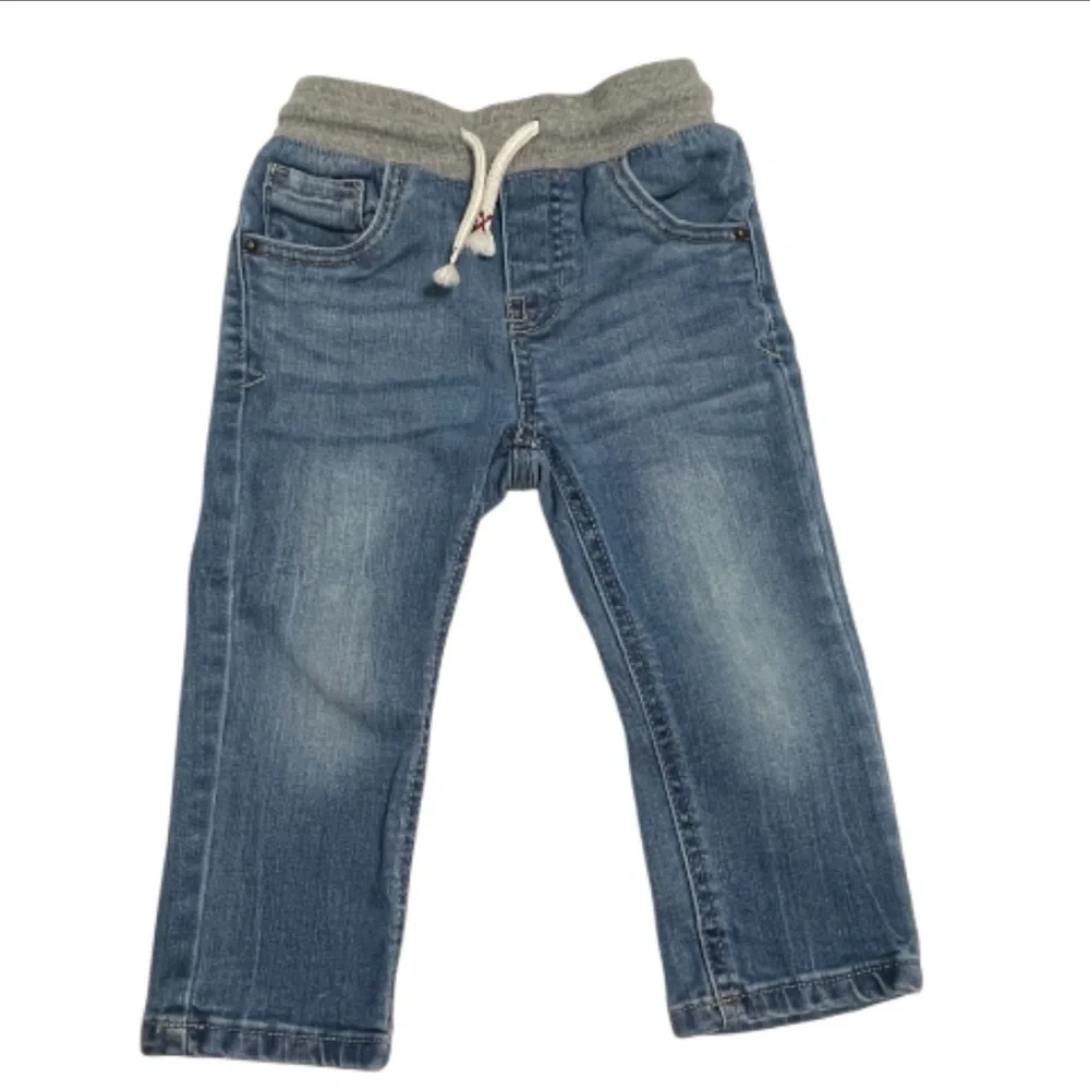 Cat and Jack Toddler Boys Blue Denim Jeans with Gray Waistband